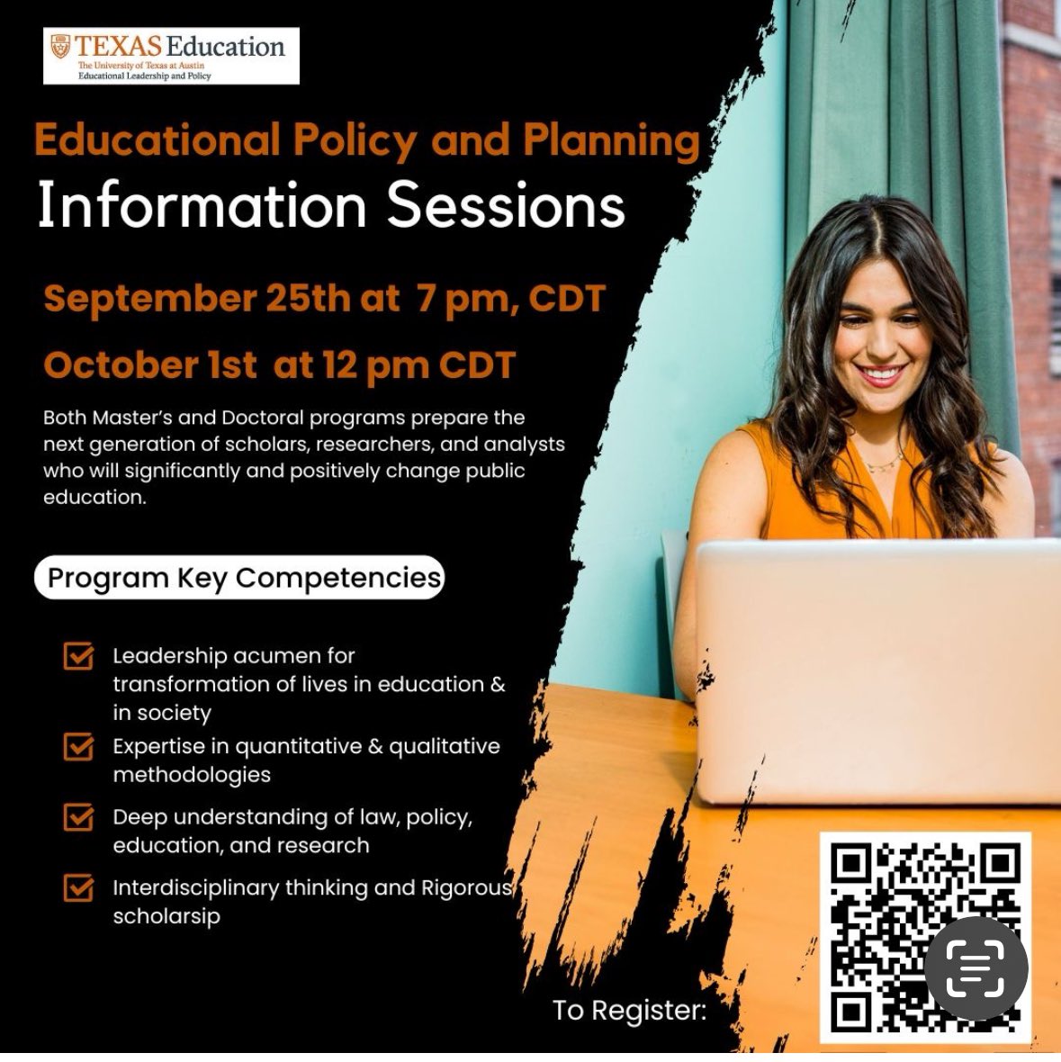 Interested in shaping the future of public education? Join the top-ranked Educational Policy and Planning (EPP) Program at UT Austin! 🌟 We're hosting info sessions for prospective. Register now and learn about our M.Ed and PhD programs. What starts here changes the world! 🌍