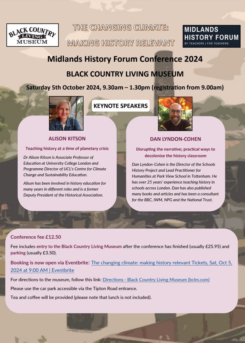 WilkesHistory's tweet image. What a line up!! Come and join us at @BCLivingMuseum on Saturday 5th October for some History heaven! #HistoryTeacher  Booking link here: eventbrite.co.uk/e/the-changing…