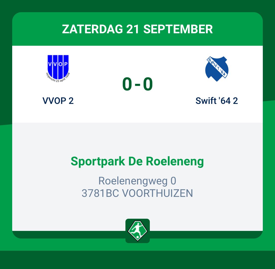Strijd volle pot tegen degradant uit de 1e klasse. Gelijk opgaande wedstrijd waar VVOP wat meer kansen wist te creëren hebben we beide moeten strijden tot het eind! Aanvallend moet het beter dan we hebben laten zien. Verdedigend stonden we zeker goed #ontwikkelen #team #voetbal