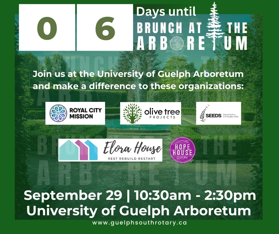 Rotary Club of Guelph South (@gsrotary) on Twitter photo We're counting down with 6 days to go! Help us help these worthy charities: <a href="/RCMguelph/">Royal City Mission</a>, <a href="/HopeHouseGuelph/">Hope House</a>, <a href="/OliveTreeHaiti/">Olive Tree Projects</a>, SEEDS Canada + Elora House. Fun, auctions, food by <a href="/PlattersCaterin/">PlattersCatering</a> + philanthropy. Order your tickets here: guelphsouthrotary.ca
#Brunchatthearboretum We're counting down with 6 days to go! Help us help these worthy charities: <a href="/RCMguelph/">Royal City Mission</a>, <a href="/HopeHouseGuelph/">Hope House</a>, <a href="/OliveTreeHaiti/">Olive Tree Projects</a>, SEEDS Canada + Elora House. Fun, auctions, food by <a href="/PlattersCaterin/">PlattersCatering</a> + philanthropy. Order your tickets here: guelphsouthrotary.ca
#Brunchatthearboretum