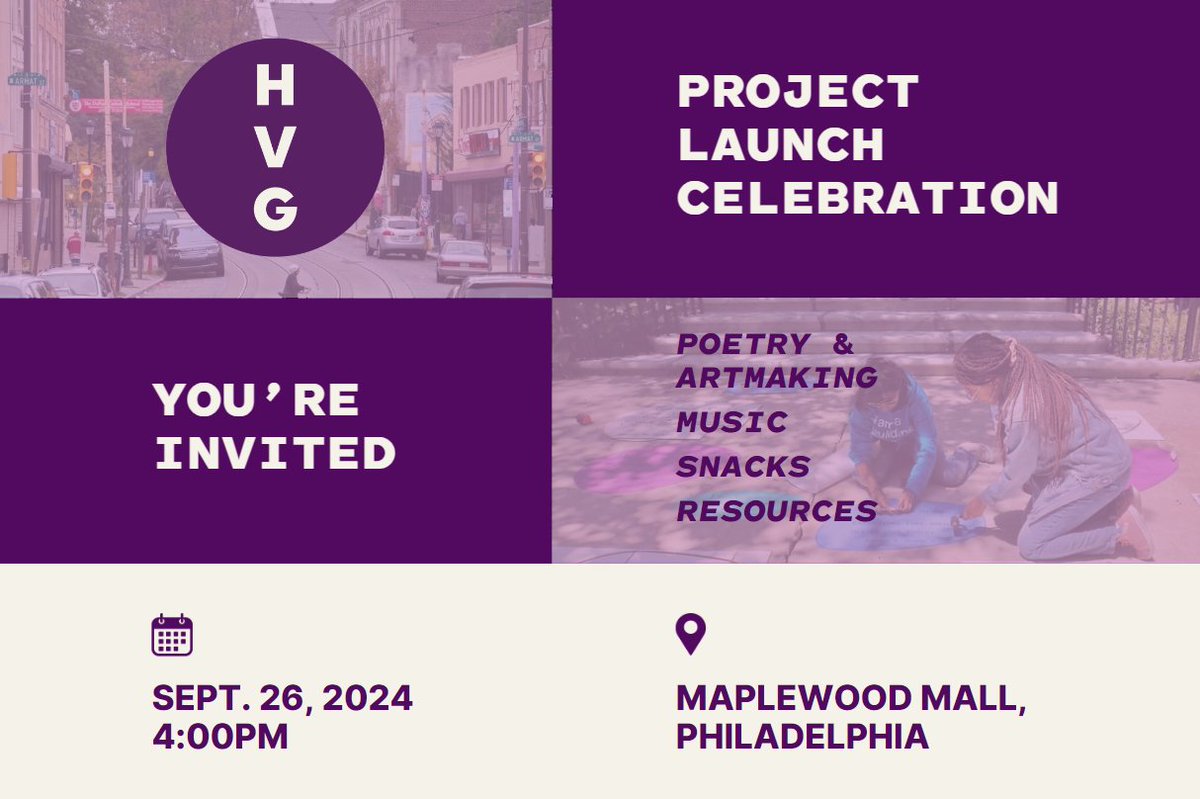 Don’t miss the #HealingVerseGermantown project launch! Catch a performance by <a href="/urucker/">ursula rucker</a>, music from DJ <a href="/RashidZakat/">Ryan Cougar</a>, poetry/art-making, snacks, resources, &amp; more! 

Join us this Thurs., Sept 26., 4pm @ Maplewood Mall (rain location: Coleman Library)
RSVP ➡️bit.ly/HVGlaunch