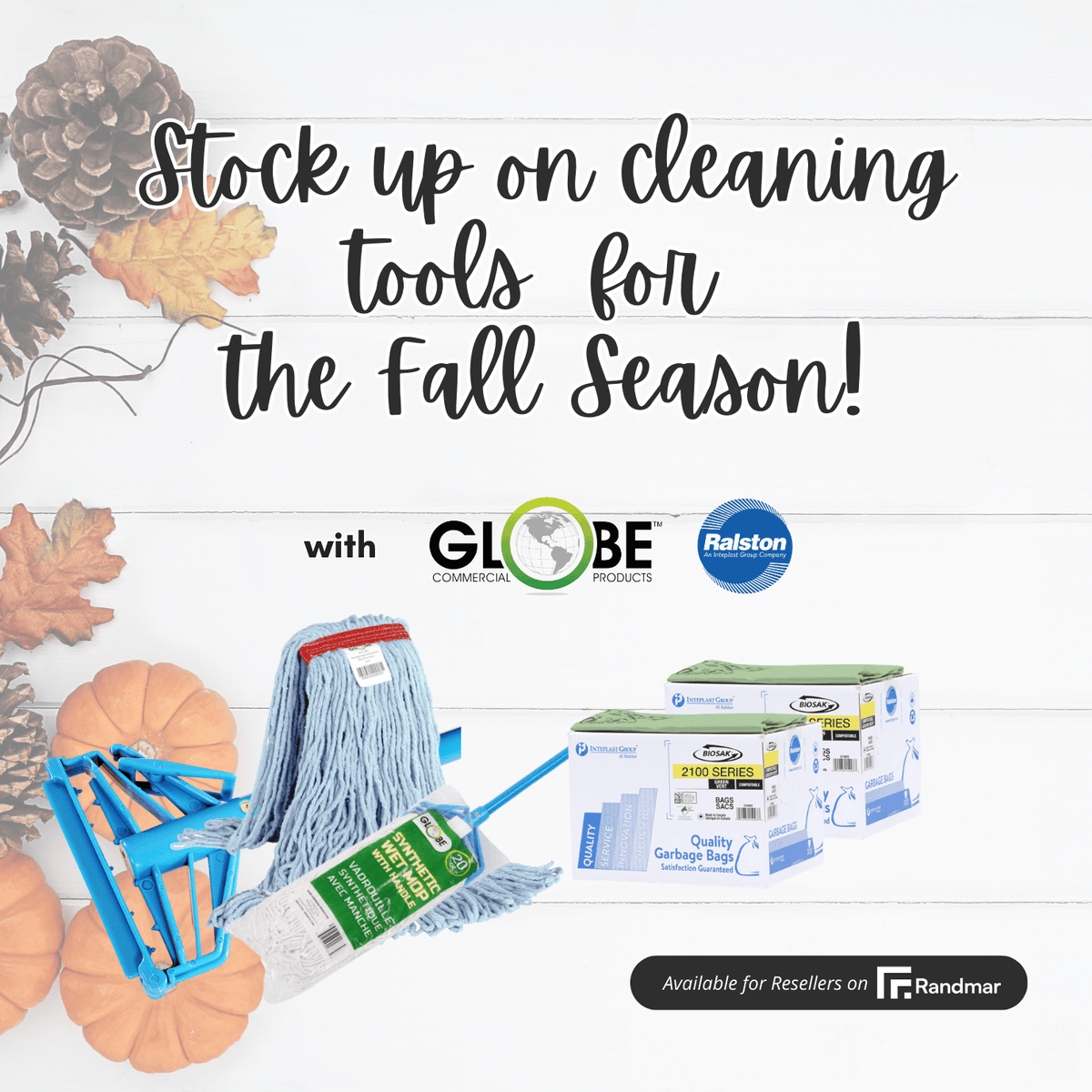 🍂🧼 Ready for End-of-Summer Cleaning? Stock up on Globe's wet cleaning tools and W. Ralston’s garbage bags to prep your spaces for fall! 🧹🗑️ #CleaningEssentials #FallPrep #Randmar #WRalston

<a href="/CommercialGlobe/">Globe Commercial Pro</a>