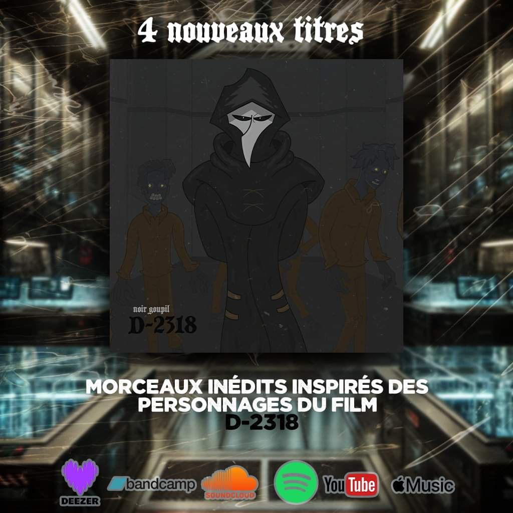 NOUVELLE SORTIE "D-2318" 
4 morceaux inédits inspirés des persos du film D-2318 qui ne sont pas dans le film, juste pour vous dans un EP exclusif 
distrokid.com/hyperfollow/no…
