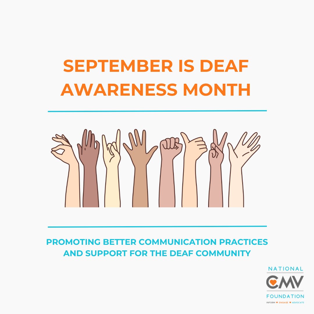NationalCMV's tweet photo. September is #DeafAwarenessMonth. Congenital CMV is the most common cause of non-genetic hearing loss. 

During this month, organizations aim to raise awareness and promote better communication practices and support for the deaf community. 

#StopCMV https://t.co/HSJaRPD0o4
