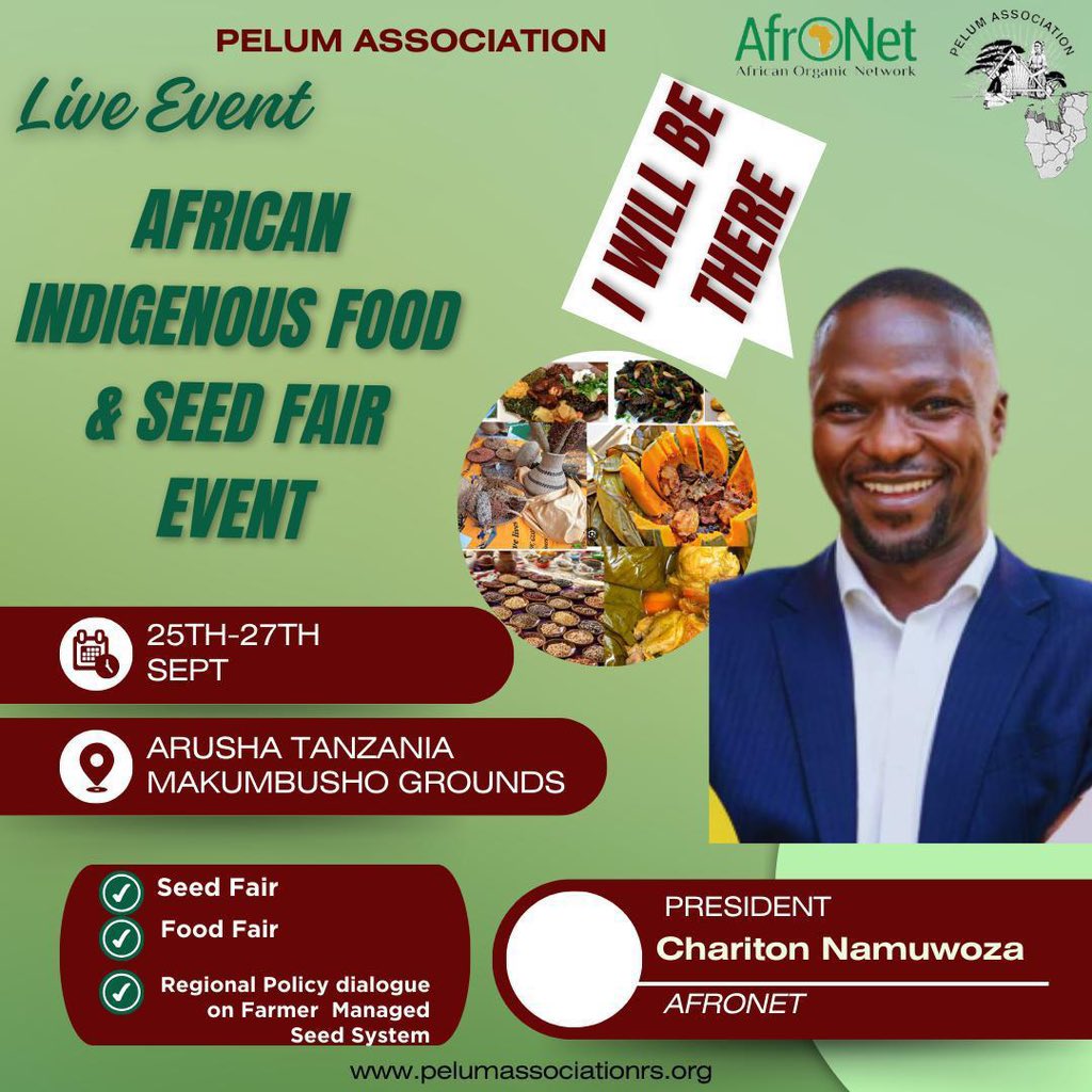 Sustainable Agriculture needs use of our Indigenous seeds. Don't miss the African Seed fair from Thursday 26th to Saturday 27th September 2024.