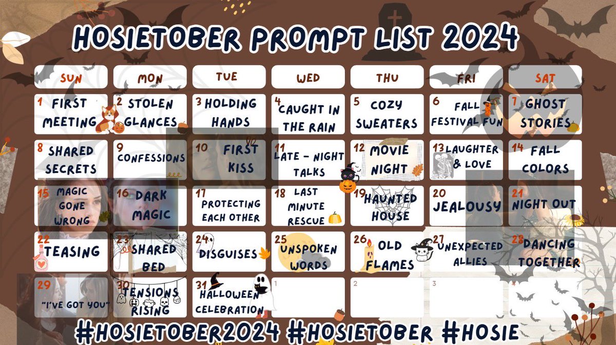 The #HOSIETOBER PROMPT LIST:

You can share your favorite Hosie fanfics, videos, photo edits, and artworks for the whole month of October! We are excited to see your creativity Hosies!!🎃👻🧙‍♀️ 

#HOSIETOBER2024 #HOSIETOBER #HOPEMIKAELSON #JOSIESALTZMAN #HOSIE