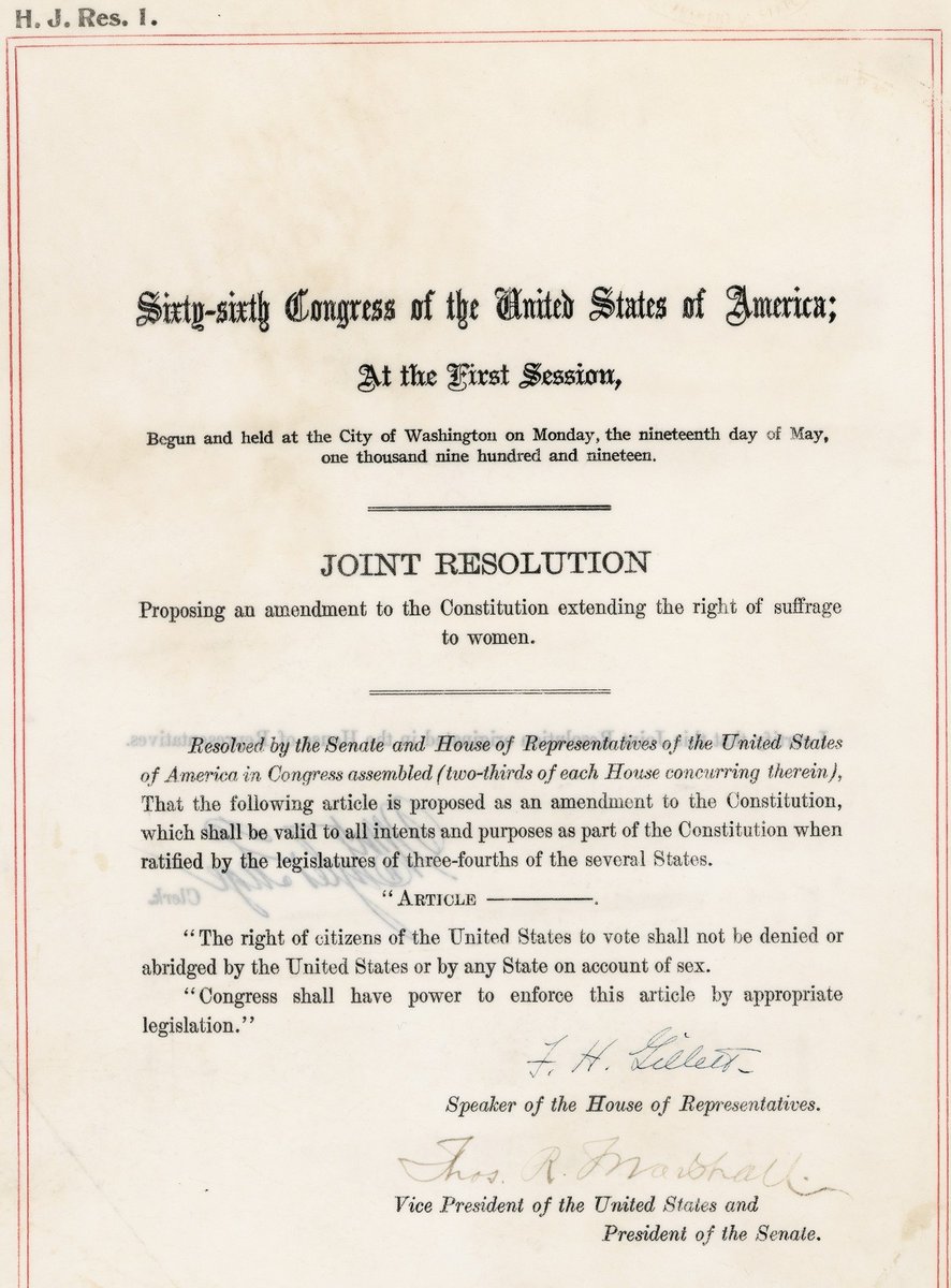 We are thrilled to announce that the #19thAmendment, which removed restrictions for women to vote, will go on permanent display at the National Archives Building in Washington, DC. archives.gov/press/press-re…