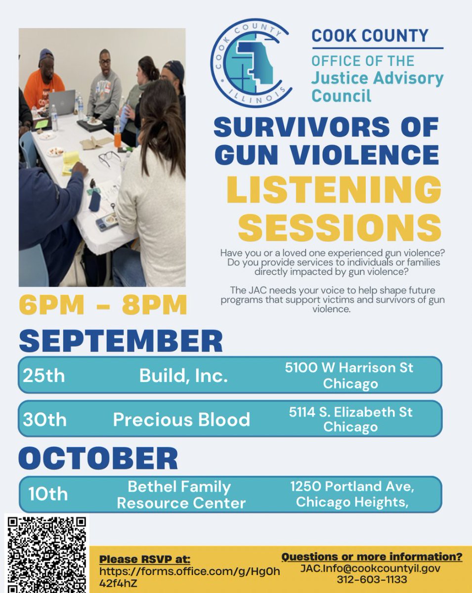 Have you or a loved one experienced gun violence? 

Join the Justice Advisory Council for The Survivors of Gun Violence Listening Sessions.