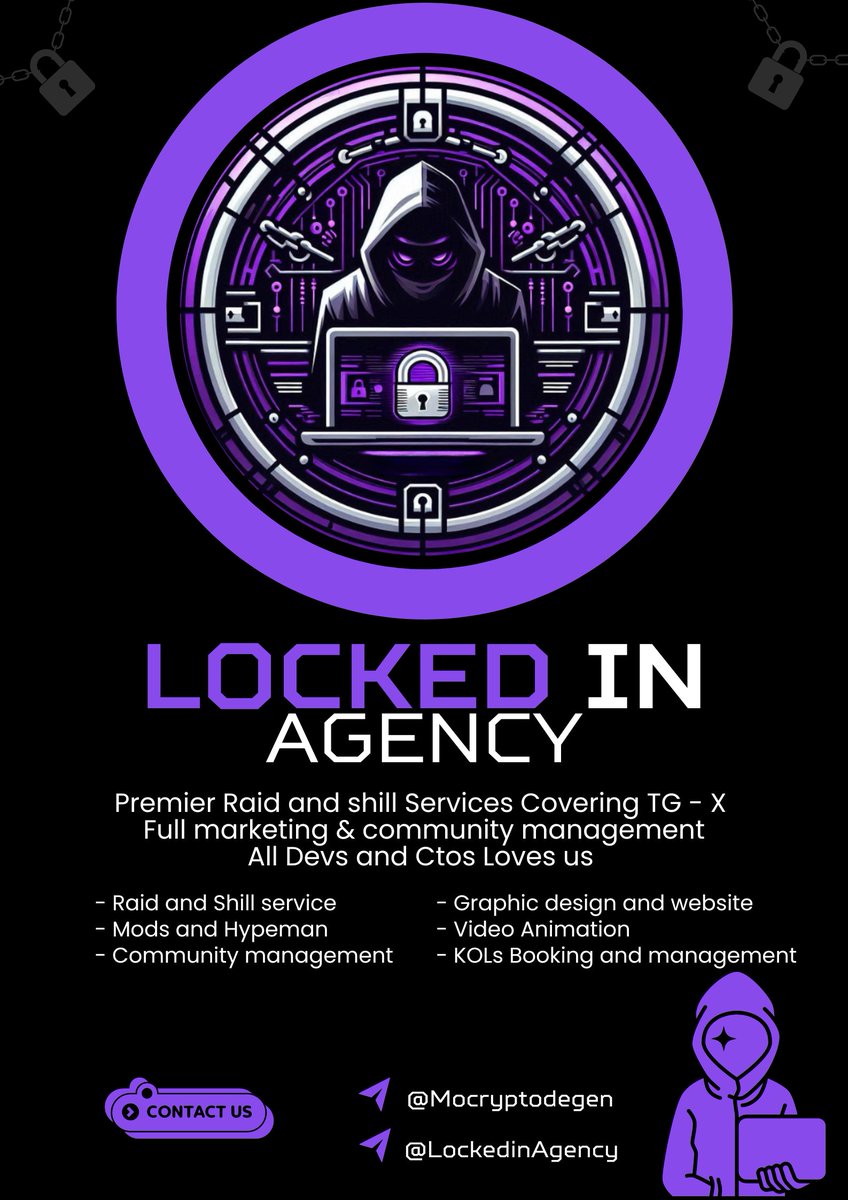 LockedInAgency's tweet image. We&apos;re live and ready to elevate your projects and help you achieve all your goals!

#solana #ETH #memecoin #Altseason