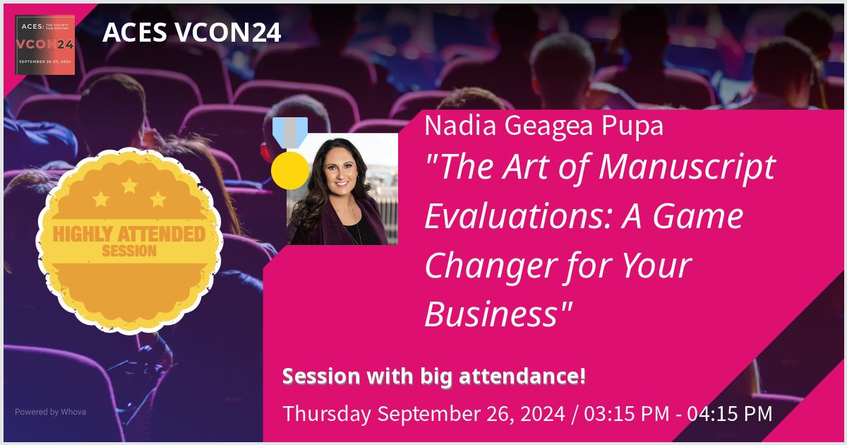In a few more days, I'll give a talk at ACES VCON24 on The Art of Manuscript Evaluations. I'm looking forward to diving into a topic that I love! Who's going to be there? 
 
#ACESVCON24 - via #Whova event app