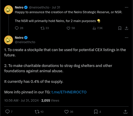 uhonyn's tweet photo. Because Jake is preparing a video on giving a $NEIRO statue to @kabosumama, let's remember how
incompetent $NEIRO cabal (@NeiroOnEthereum ) is and the only mean they have is to steal ideas.  1/3🧵

1 - @VitalikButerin  interacted with $NEIRO CTO @neiroethcto in regards to the donation request, it had a lot of impact, first, because it's Vitalik, second, because of similar events before SHIB took off to multibillion-dollar mcap.

Donation Request:

@VitalikButerin  Response:

Because of this success, $NEIRO cabal tried to replicate it, with a copycat donation to the very same charity.

Notice how @neiroethcto  made a donation on 3rd August, cabal didn't give a fuck then, until they saw Vitalik interacted, then they cared

28th August:

@neiroethcto  inclination to include charity as part of their meme philosophy was well elaborated, rather than a monkey path to save the face like what cabal did. 

This post on 31st Jul by @neiroethcto proves it: