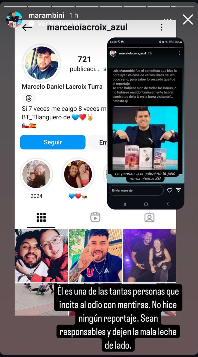 vhc1991's tweet photo. Es impresionante como los hinchas de la U se sintieron atacados con el reportaje que buscaba resaltar los nexos de la S.A y un barrista culpado de homicidio contra un fanático del equipo rival. 

Luis Marambio ha sido amenazado todo el día y ni siquiera fue parte del reportaje... https://t.co/8XBUI5w6p0