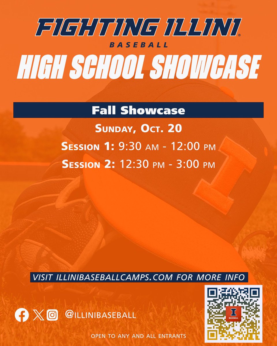 illinibasecamps's tweet image. Final Prospect Showcase of the year. Join us at Illinois Field on October 20th.
Sign up at illinibaseballcamps.com