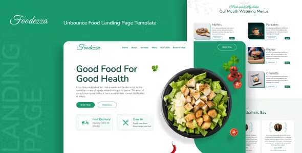 Foodezza - Unbounce Food Landing Page Template Review downloadnewthemes.com/2024/09/foodez…