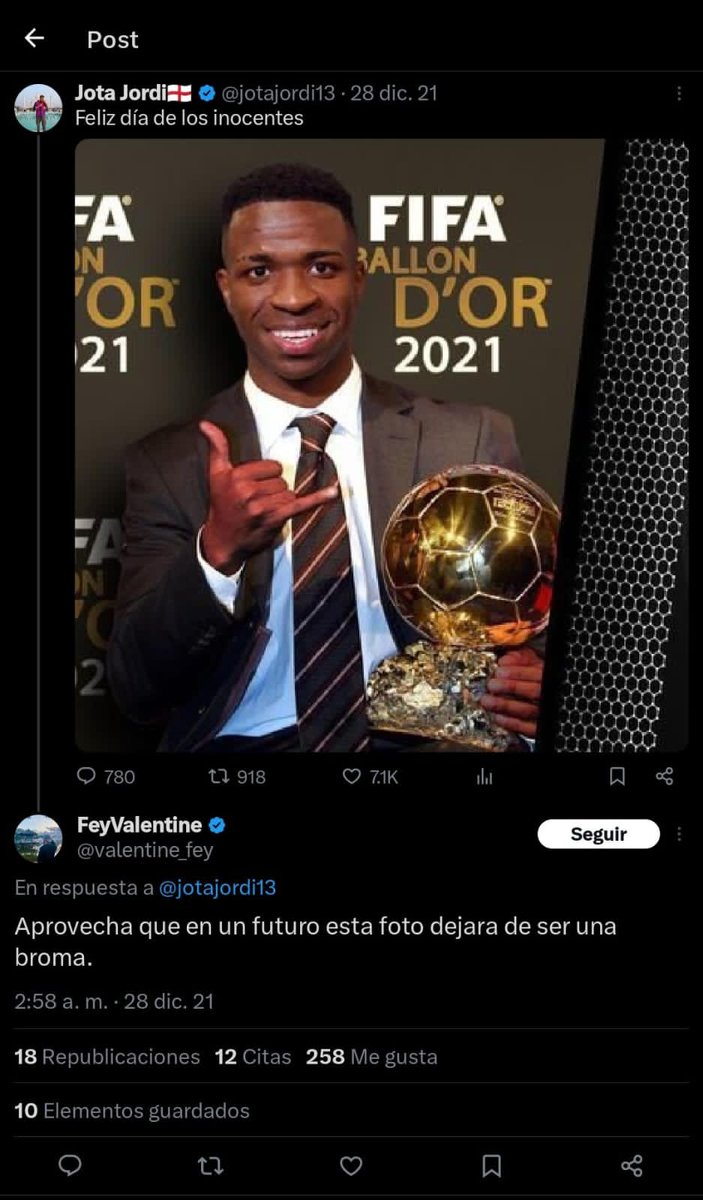 Gracias <a href="/jotajordi13/">🏴󠁧󠁢󠁥󠁮󠁧󠁿Jota Jordi🏴󠁧󠁢󠁥󠁮󠁧󠁿</a> ahora Vini Jr será balón de oro 🐐