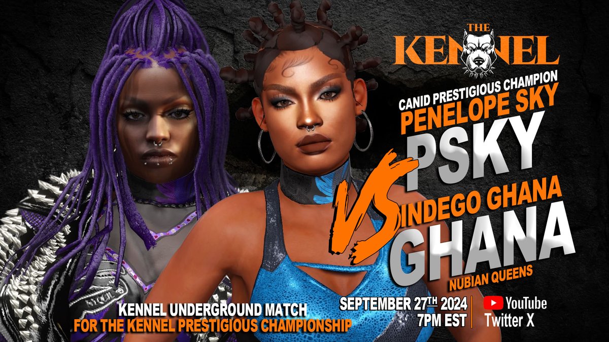 BREAKING: THIS FRIDAY at <a href="/TheKennel101/">The Kennel</a> The Canid Prestigious Champion <a href="/PSkyNyquil79/">PenelopeSky79NyQuil</a> (Penelope Sky) defends her championship against Nubian Queens own Indego Ghana in the first ever Kennel Underground Match. Who will come out victorious? Find out Friday! #ICWT