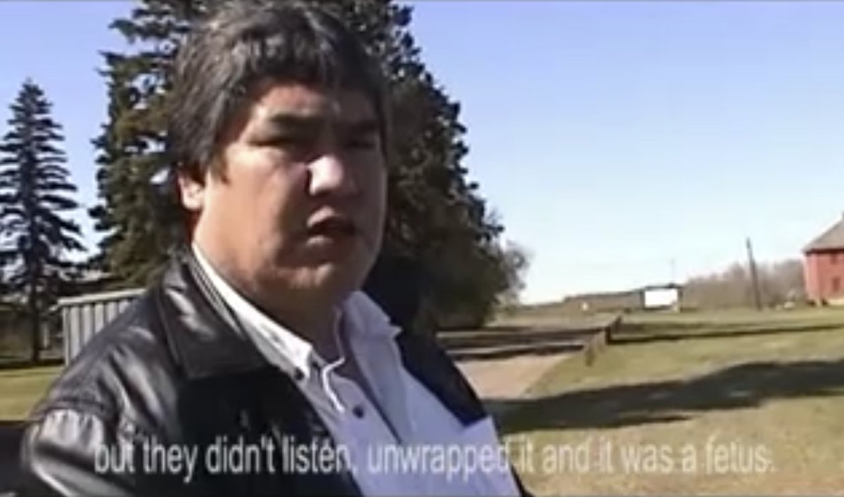 TRCTruth's tweet photo. Indian Residential Schools (IRS) in Canada:

Conspiracy theorist and defrocked United Church priest called Kevin Annett made a movie called UNREPENTANT 

- which includes a man called Lorne Green who says that his mom told him she was given a foetus in a newspaper. https://t.co/hpQ67sBPvA