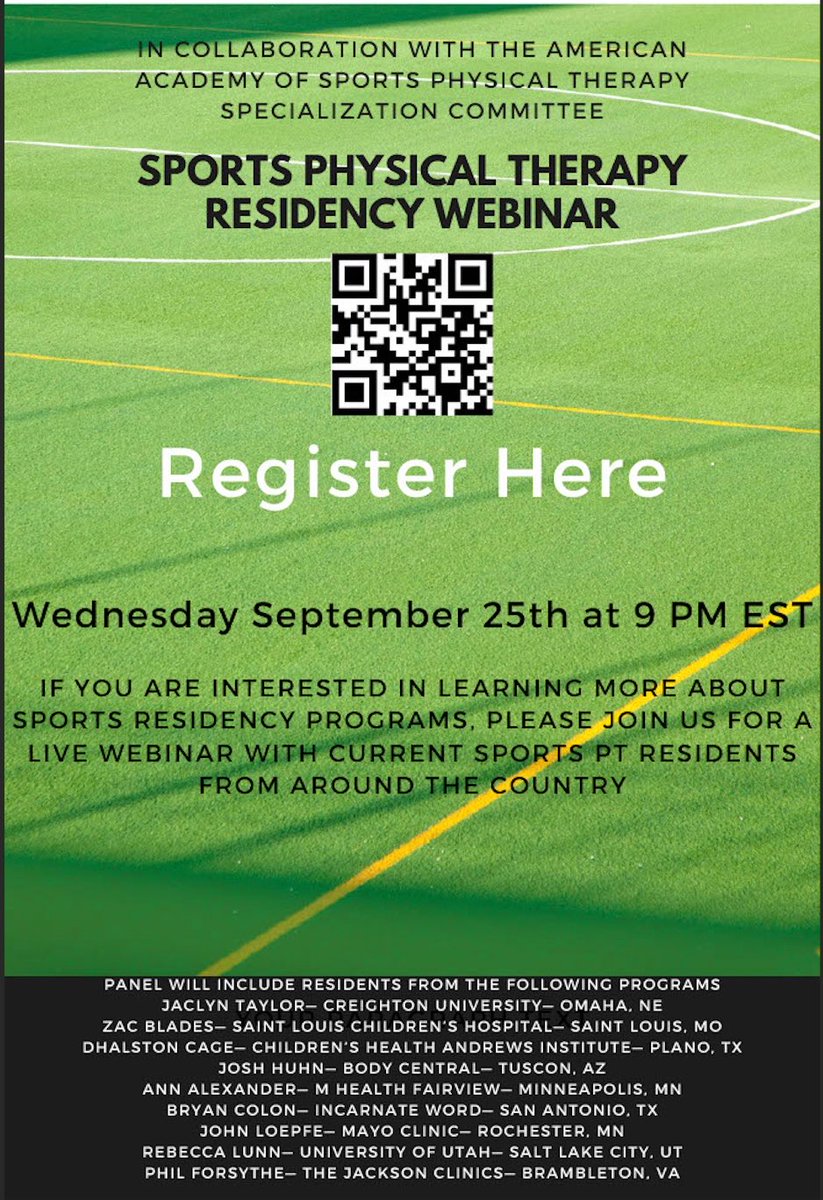 Remember to sign up for the Sport PT Residency Webinar!! 

🔗 learn.sportspt.org/events

Hope to see you Wednesday!