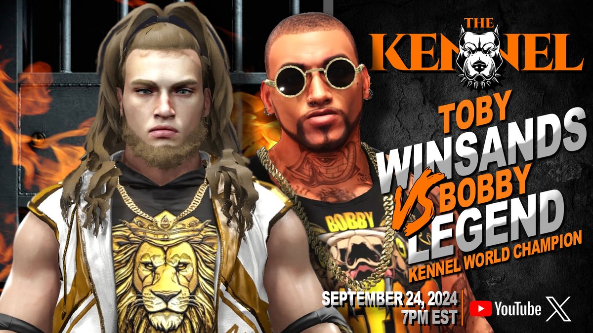 BREAKING: Tomorrow Night at <a href="/TheKennel101/">The Kennel</a> Kennel World Heavyweight Champion "Trillionaire Titan" <a href="/BOBBYSWORLD_SOG/">Bobby Legend</a> (Bobby Legend) will be going one on one with "The White Lion" Toby Winsands in a non-title match 7pm EST.  #ICWT