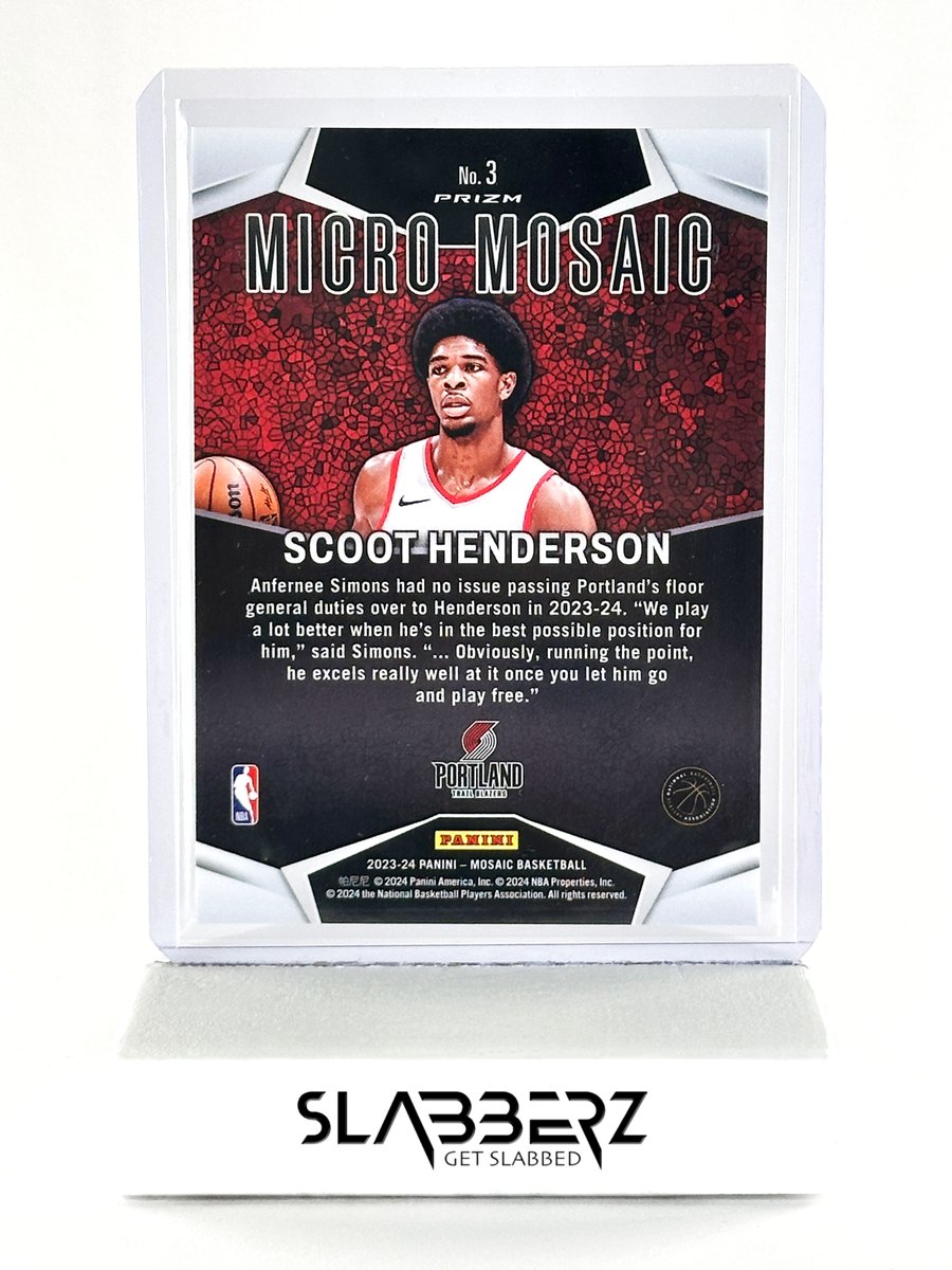 SlabberzDotCom's tweet photo. 🚨 GIVEAWAY TIME 🚨
2023-24 Panini Mosaic Scoot Henderson Micro Mosaic Case Hit SSP #3! 🏀🔥
#Slabberz #GetSlabbed #Giveaway #TheHobby #ScootHenderson #TradingCards #SportsCards
To enter:
✅ Like this tweet
🔁 Repost
👤 Follow @SlabberzDotCom
The winner will be randomly selected using Retweet Picker on Friday, Oct 4th, 2024 at 12:00 PM CST. ⏰
🎯 If the winner doesn’t respond within 24 hours, a new winner will be redrawn!