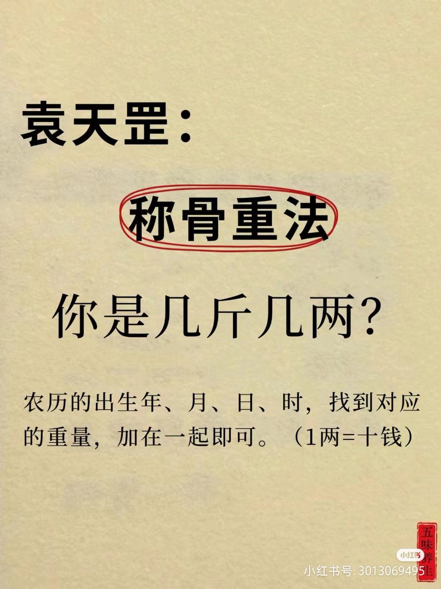 袁天罡称骨重法算算你的命是几斤几两？