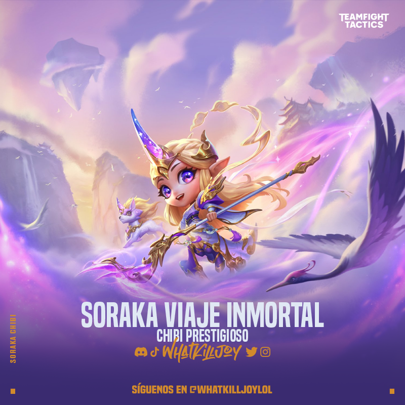 WhatKilljoyLOL's tweet photo. Splash Art de la Campeona Soraka, Soraka Viaje Inmortal Chibi Prestigioso,  para Lucha por la Espátula Dorada | WhatKilljoy ✦ Teamfight Tactics 

#TeamfightTactics https://t.co/s4lfptmbwM