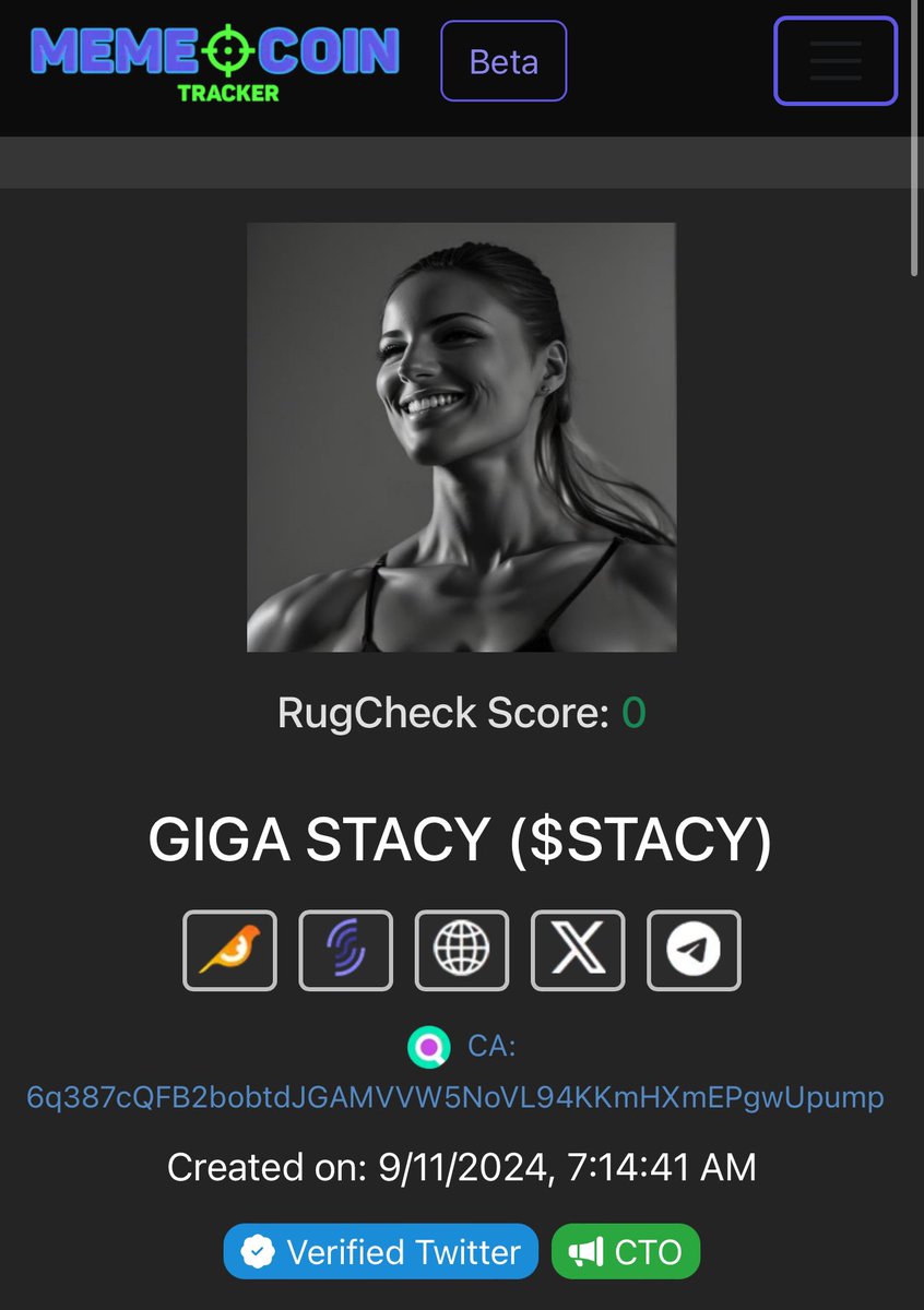 Chain_AlphaX's tweet photo. By the way #memecoin of the day. $STACY
Good progression, excellent community @GIGA_STACY_SOL
#Altcoins #memecoinonsolana #memecointracker https://t.co/Y4KzI69HKK