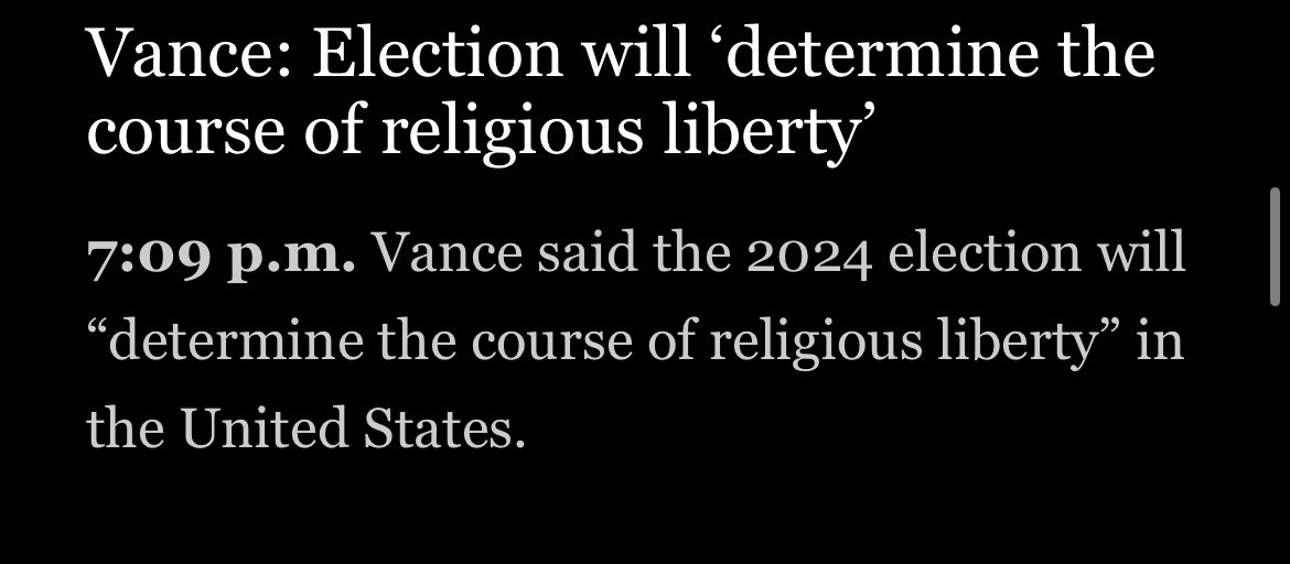 ededmd's tweet image. From @theobserver tonight -
Amazingly I agree with JD

This election WILL determine religious liberty - specifically for those who do not subscribe to a fundamentalist “evangelical Christian” / Catholic theocratic state

The Free Exercise Clause already protects those who do