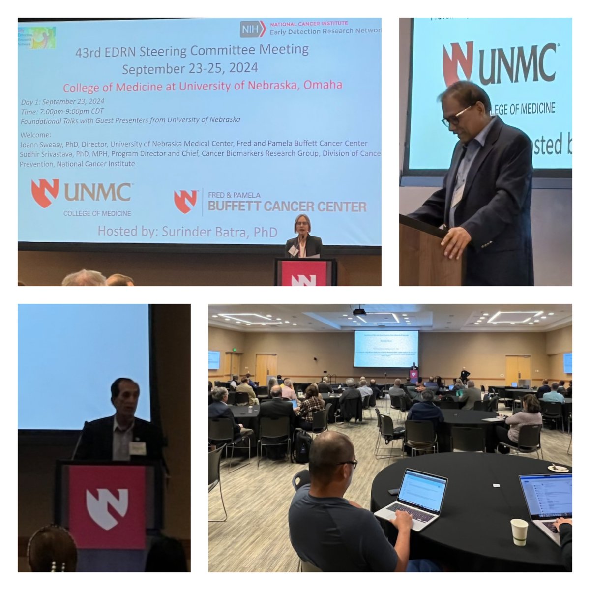 EDRNDMCC's tweet photo. Drs. Sweasy, Srivastava, &amp; Batra opened the 43rd EDRN Steering Committee Meeting at the University of Nebraska Medical Center, in Omaha! Welcome everyone- enjoy the meeting! https://t.co/S8RtrtP0yy