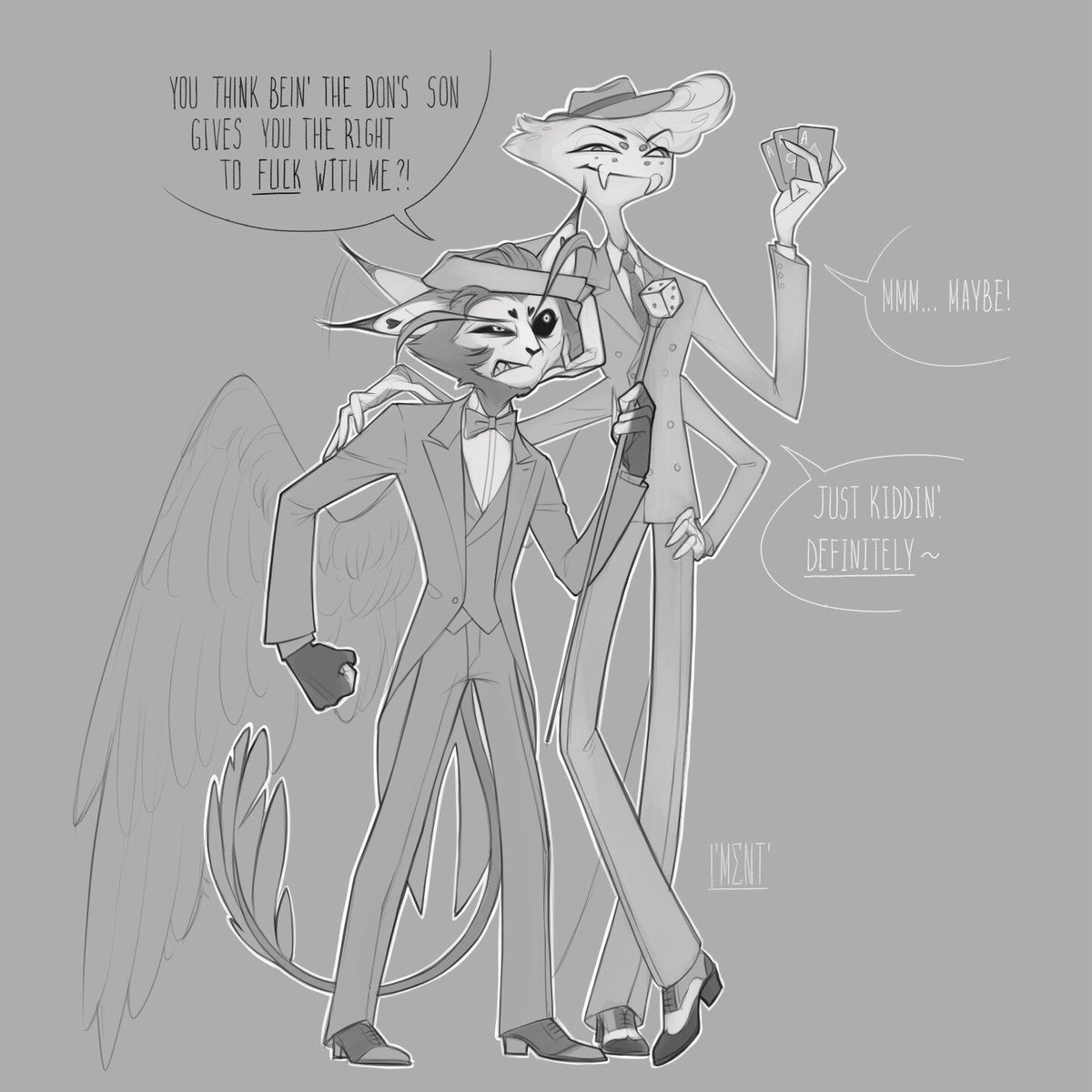 The Overlord meeting Mafia.

#Huskerdust #AngelDust #Husk #HazbinHotel #HuskOverlord #OverlordMafiaAU