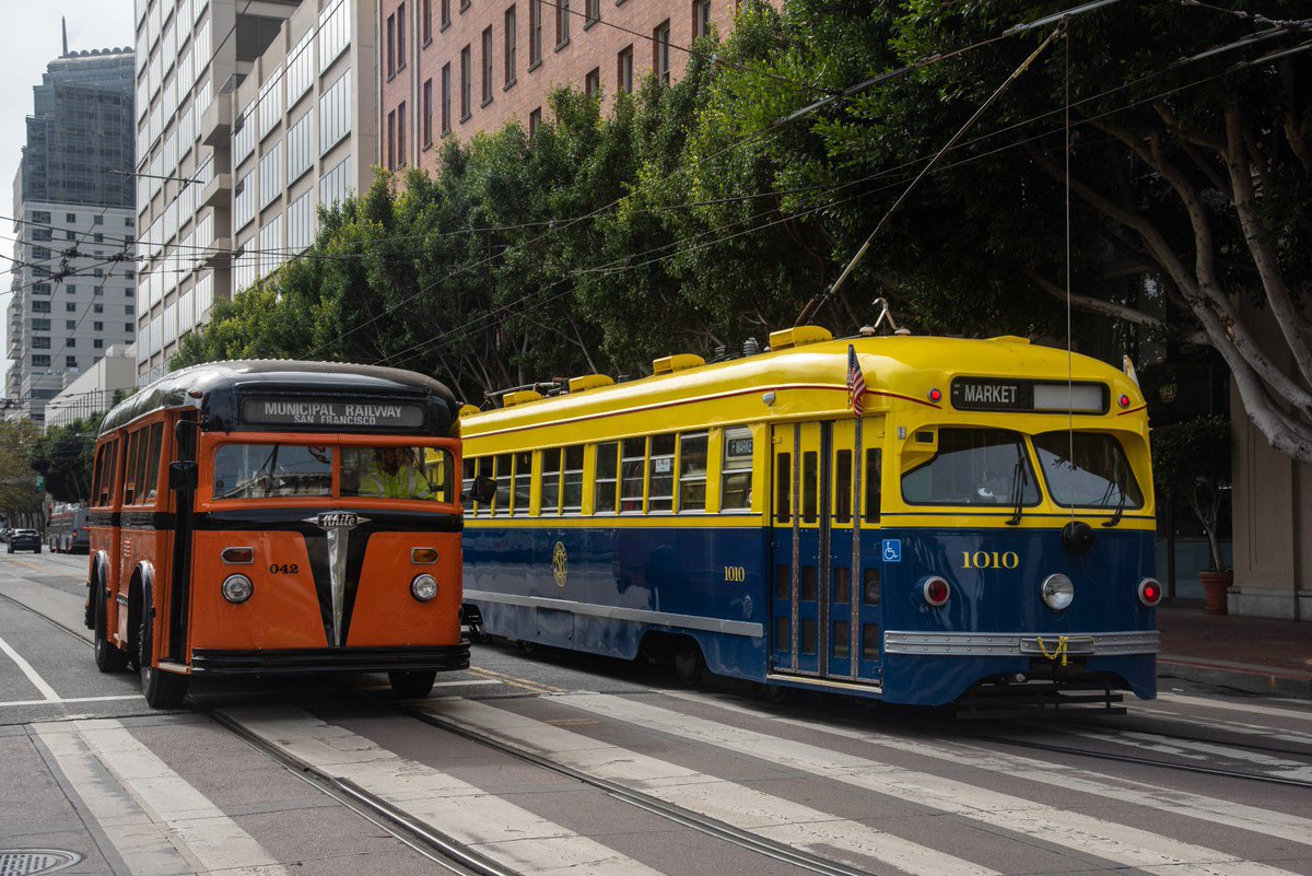 talesoftherails's tweet photo. After capturing scenes around the hub of the action I took a walk down the Embarcadero to try and catch some โstreetcar meetsโ during #HeritageWeekend2024 #sanfrancisco #nowhereinparticular #streetcars #vintagerailsummer @sfmta_muni @munidiaries @onlyinsf @sfcityguides https://t.co/FhcplOTCFn