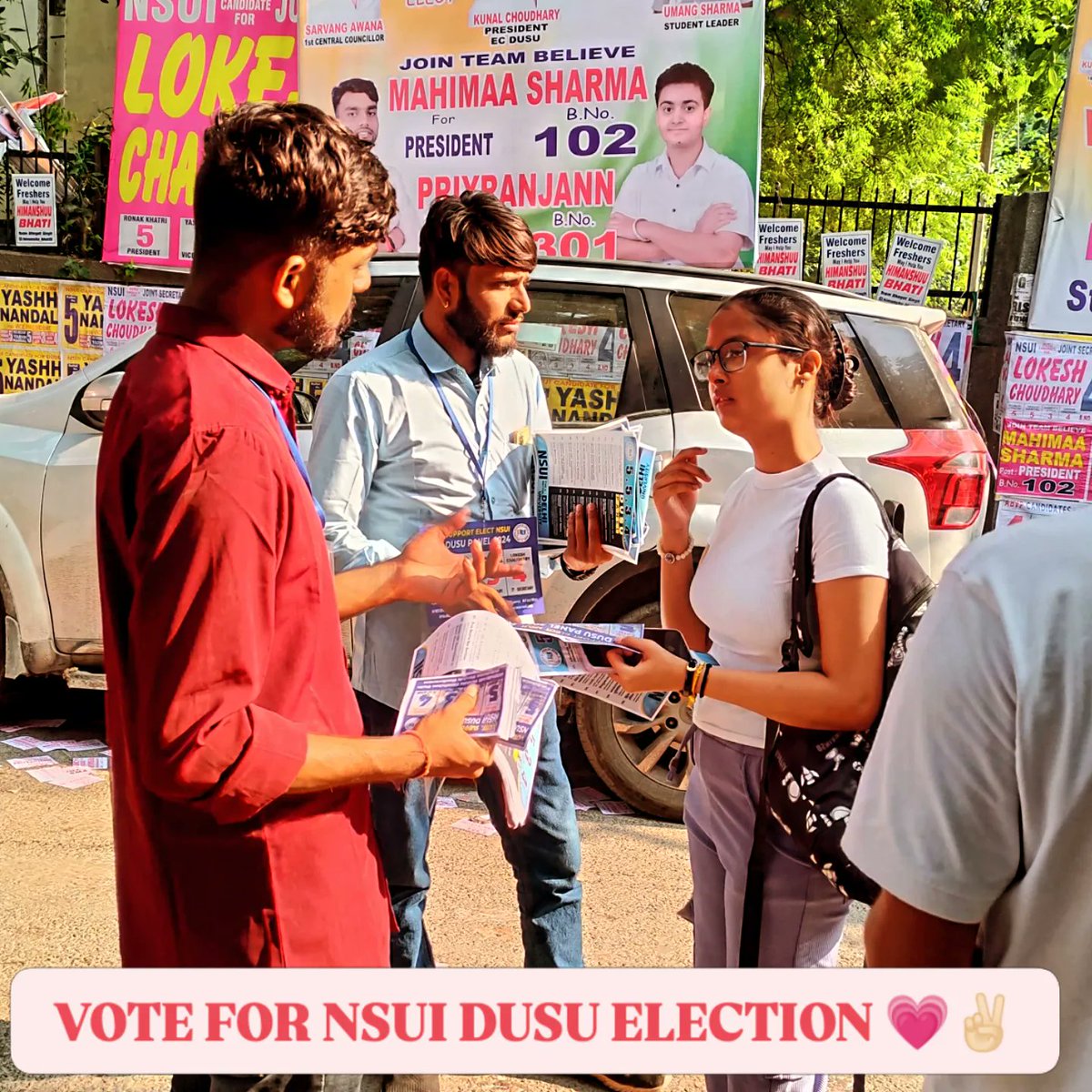 SanidhyaRaghu's tweet photo. आज दिल्ली विश्वविद्यालय के प्रत्याशी के समर्थन पीजीडीएवी कालेजों में छात्र छात्राओं से संवाद किया । 

5️⃣ Ronak Khatri as President 
5️⃣ Yash Nandal as Vice President 
3️⃣ Namrata Jeph as Secretary
4️⃣ Lokesh Choudhary as Joint Secretary 

#NSUIForABetterDU #5534ForABetterDU https://t.co/VMYTDl1Luj