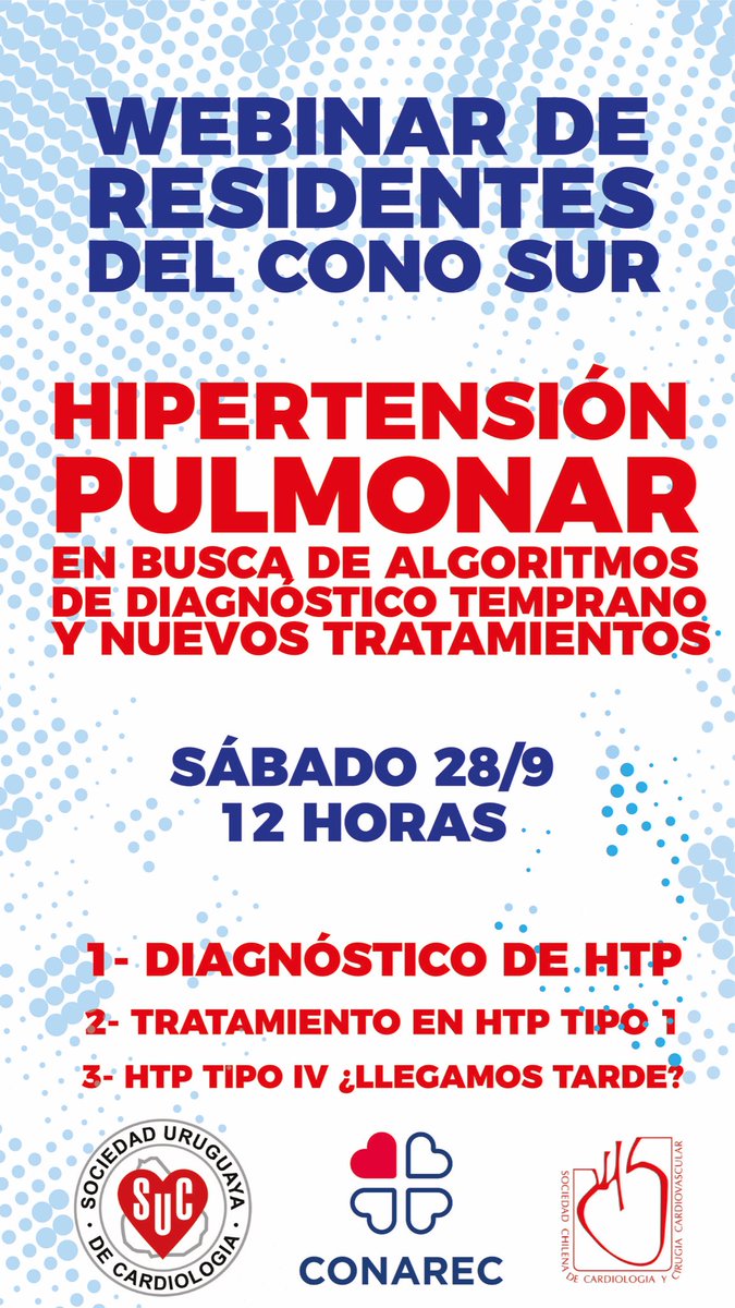 fbalsanoMD's tweet photo. No se pierdan este gran webinar conjunto de @CONAREC_ORG y residentes de @Sochicaroficial y @SUC_cardiologia. 
Este Sábado 28/09 a las 12 hs (Arg.)

https://t.co/u0D2QAric3

@SIAC_cardio @adribaran @LucioFlores_ @Guilleresperon @rossel_victor @lucascampanaok @MeliAntoniolli https://t.co/bwU8vZU9WV