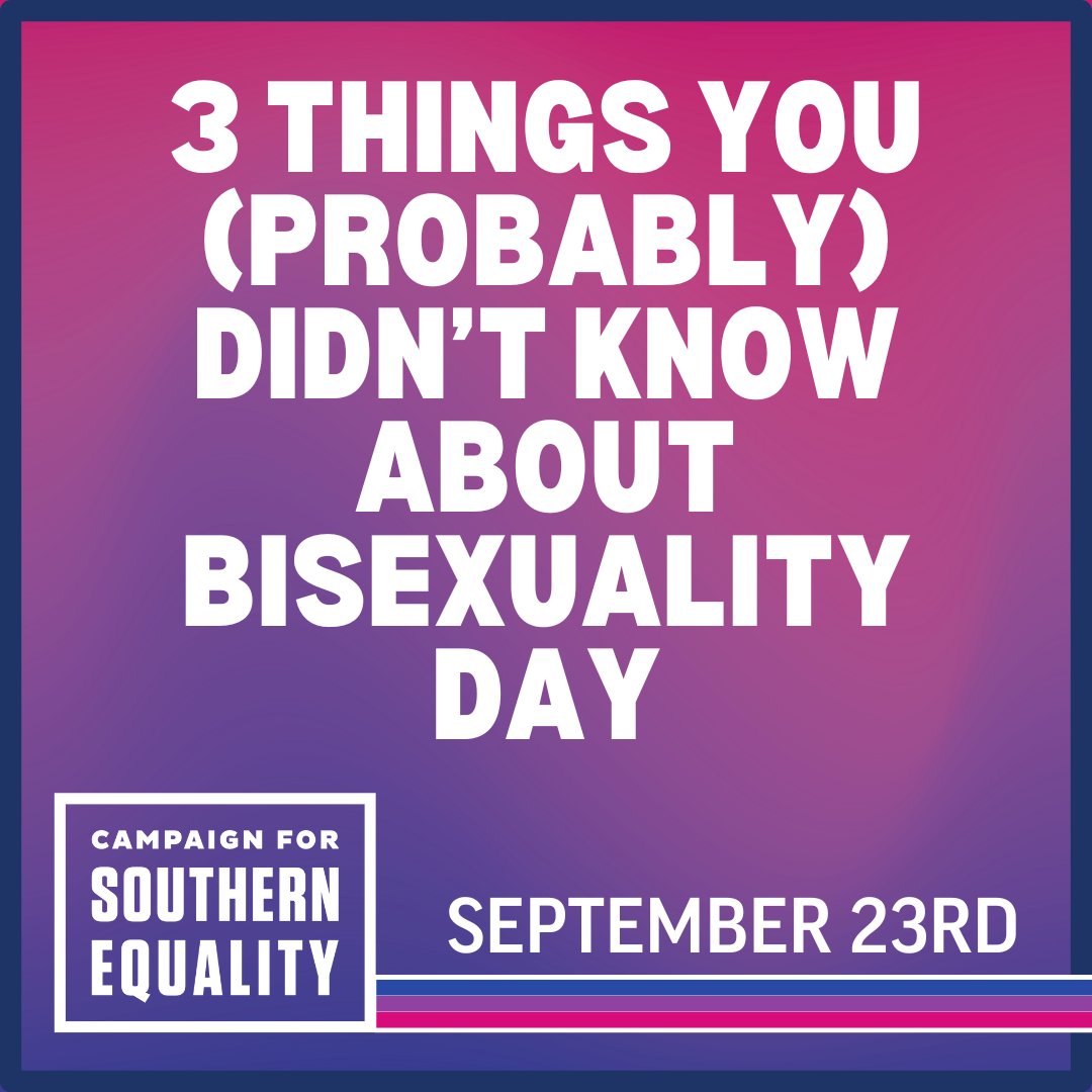 SouthernEqual's tweet photo. 🩷💜💙 Happy Celebrate Bisexuality Day! Did you know these three facts about the creation of today's holiday? How do you show your pride and uplift your bisexual community members?

#bisexual #biday #bisexualpride #lovewins https://t.co/EcHchSR6tw