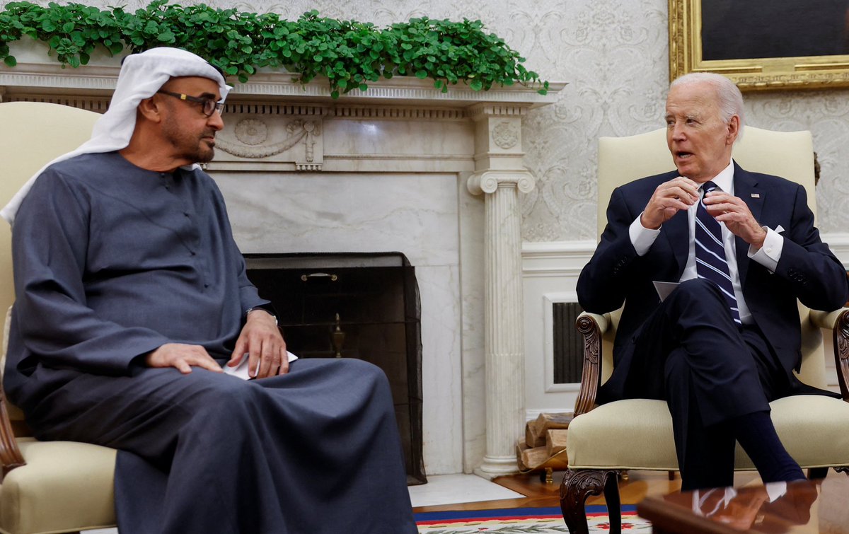 sentdefender's tweet photo. U.S. President Joe Biden has declared the United Arab Emirates a Major Defense Partner of the United States, following a meeting earlier today at the White House with the President of the UAE, Sheikh Mohamed bin Zayed Al Nahyan; with this being the First-Ever Visit by a UAE President to Washington.