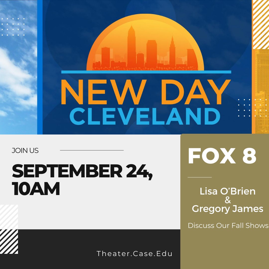 CwruTheater's tweet photo. Silent Sky Co-Director, Lisa O' Brien &amp; CWRU Theater Coordinator, Gregory James will be featured on @newdaycleveland!

They'll be discussing our fall productions. Be sure to tune in! https://t.co/HK3y9W2Tt5