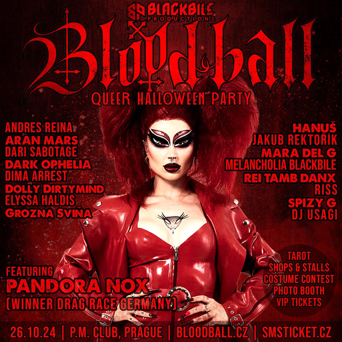 BlackbileProd's tweet photo. See you in Prague on October 26th for our 6(66)th Queer Halloween Party! 🥳🖤
Tickets at https://t.co/ao873D00rW 🔥

#bloodball #halloween #prague #halloweenparty #dragqueen #pandoranox #czechdrag #queerevent #nightlife #altdrag #blackbileproductions https://t.co/M5HPbyjdJ2