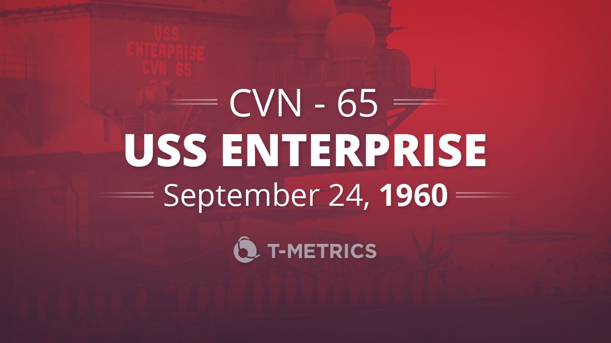 TMetrics's tweet photo. On this day in 1960, the USS Enterprise—no, not the Starfleet—the U.S. Navy launched the first nuclear-powered aircraft carrier. We’re proud to support the real heroes who serve, keeping our military installations connected when it matters most. #USNavy #CCaaS #TMetrics https://t.co/sorGxrcUmZ