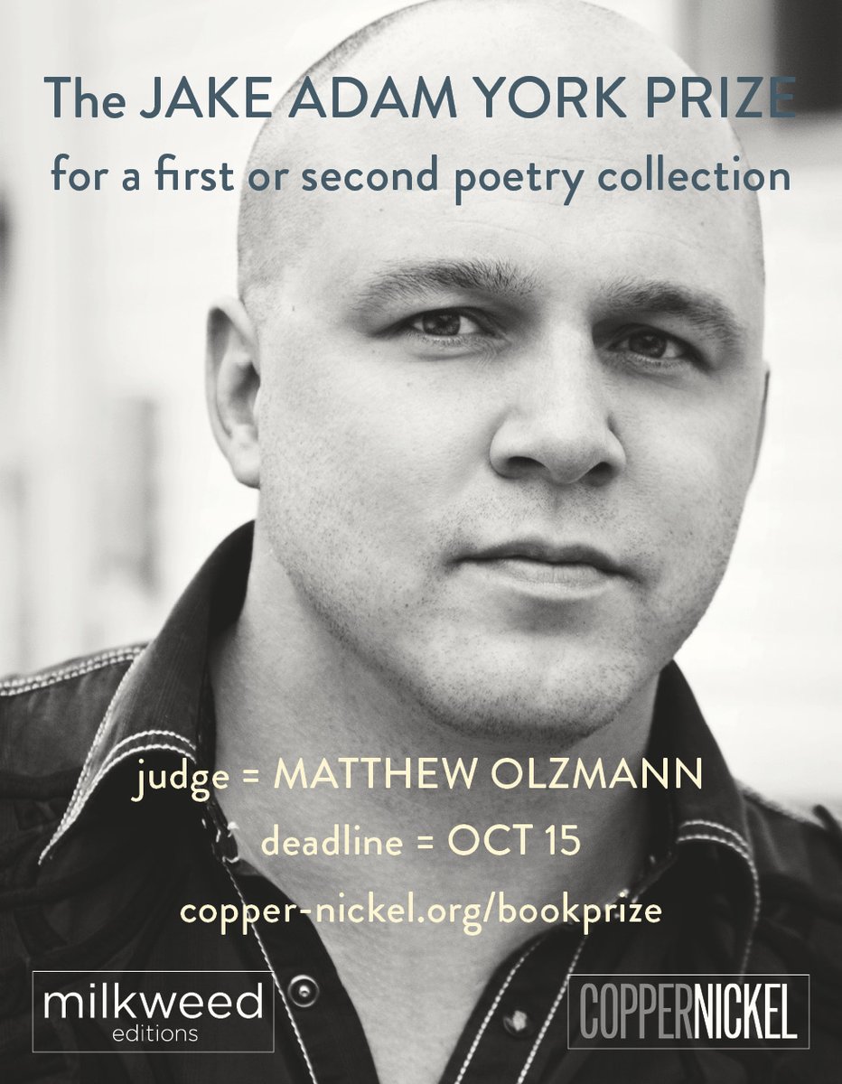 Please encourage all friends with an excellent first or second book to submit! <a href="/MatthewOlzmann/">Matthew Olzmann</a> is judging; the winning book will be published by <a href="/Milkweed_Books/">Milkweed Editions</a>. Help spread the word!