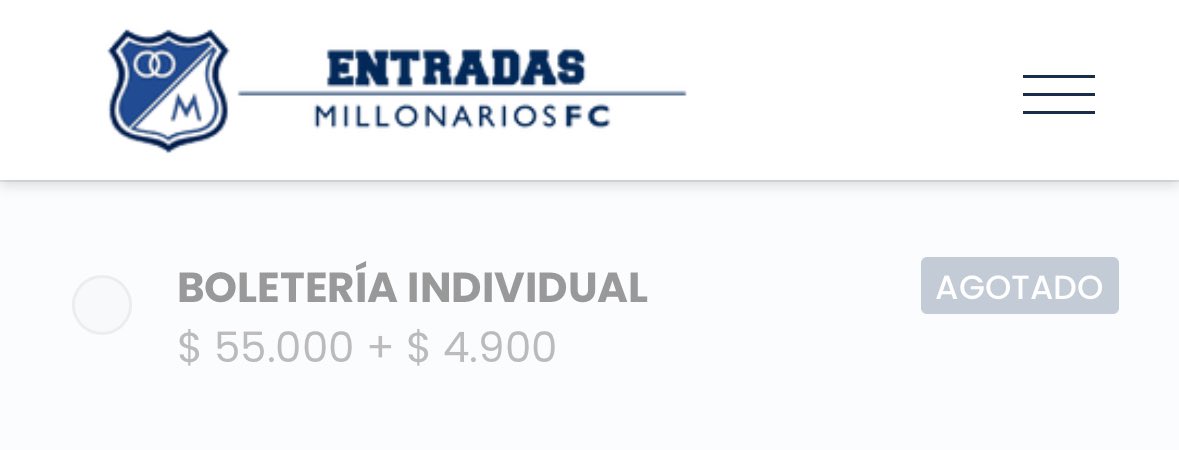 MillosDColombia's tweet photo. Agotada las boletas para lateral norte para el partido del miércoles, solo que disponible en Entradas Millonarios boletas de lateral sur https://t.co/NZP6b5YUVq