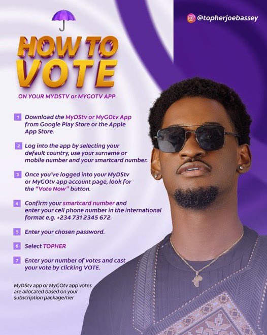 Sooj_Official's tweet photo. Hi everyone, 

My broski, the other half of the Aces boy ‘Topher’ is up for eviction.

Please come through and vote for TOPHER, Aces in the final is a thing of joy for all Aces ☄️

How to vote in the picture below.👇🏾 

#BBNaija https://t.co/09pvUgoG2l