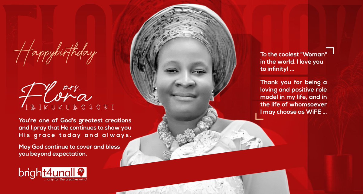 Bright4unal's tweet photo. Happy Birthday to one of the most amazing person in my life!

May your birthday be filled with Joy, love, and laughter, and may your heart be overflowing with happiness throughout the coming year.

 On your birthday ma, I pray that God blesses you with all the good things in life https://t.co/VWOiti0x2Z
