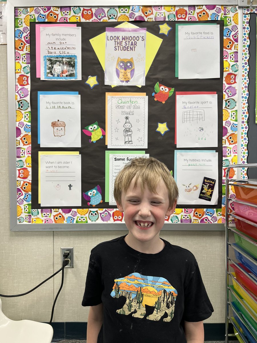 mrsreedyses's tweet photo. Our latest “Star Student” was shining bright last week! 🌟 Congratulations Quinten! What a fun week celebrating everything that makes you special! 💜💛 #connectses #bulletpride https://t.co/NmFlsZ7cCq
