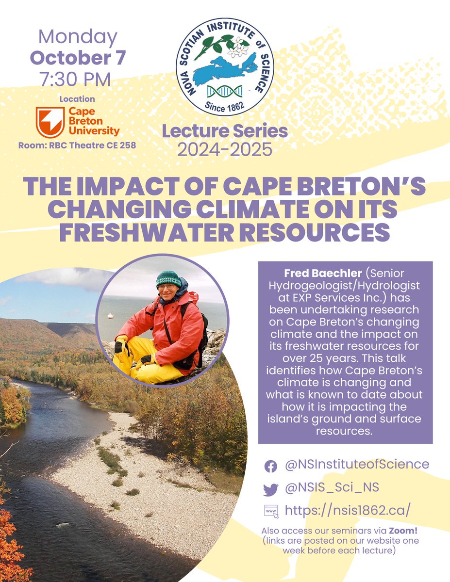 Nova Scotian Institute of Science - NSIS (@nsis_sci_ns) on Twitter photo We're excited for another great year of Free Public Science Lectures! 🌱 Join us this coming Oct. 7 for our first lecture of the year! Taking place online and in-person at Cape Breton University. <a href="/cbuniversity/">CBU</a>, <a href="/cburesearch/">CBU Research</a>, <a href="/DiscoveryCntr/">Discovery Centre</a>, <a href="/NS_Museum/">Nova Scotia Museum</a>
nsis1862.ca/public-lecture… We're excited for another great year of Free Public Science Lectures! 🌱 Join us this coming Oct. 7 for our first lecture of the year! Taking place online and in-person at Cape Breton University. <a href="/cbuniversity/">CBU</a>, <a href="/cburesearch/">CBU Research</a>, <a href="/DiscoveryCntr/">Discovery Centre</a>, <a href="/NS_Museum/">Nova Scotia Museum</a>
nsis1862.ca/public-lecture…