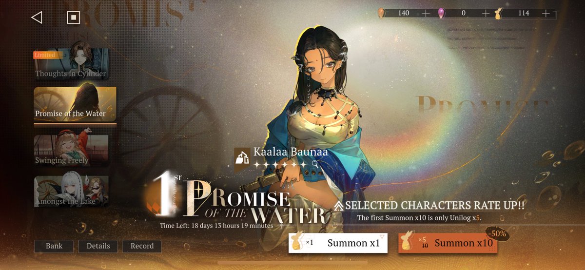 a bit late, but for those who haven't already, you can choose kaalaa baunaa as your rate up character in the promise of the water banner !! she looks so cute standing front and center like that 🥹🫶🏽