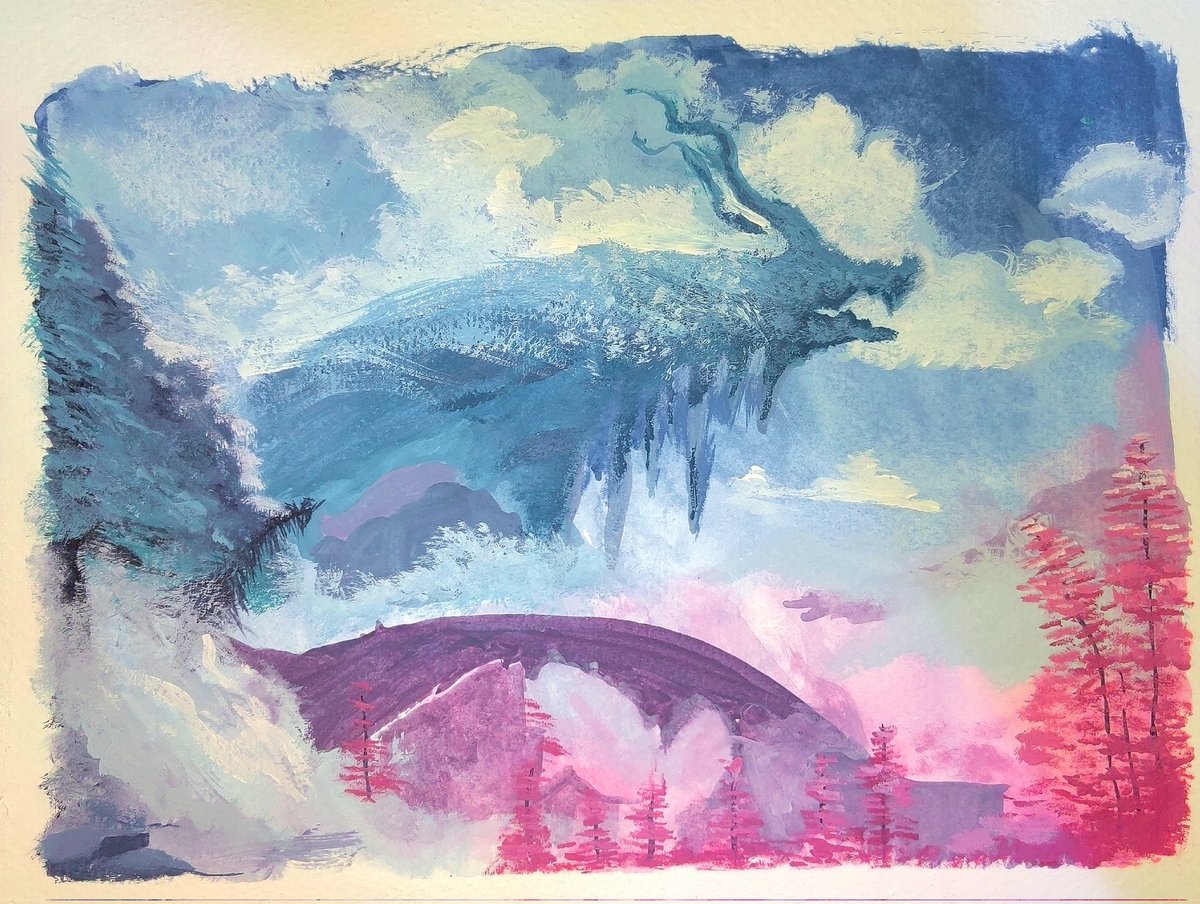 AvienNoir's tweet photo. I tried Gouache for the first time, it's a fun medium to work with because it's like you combined the characteristics of acrylic and water color. I painted mt. Fermament from wuthering waves

#Gouache #traditionalart #fanart #WutheringWaves https://t.co/ir3SAECrBu