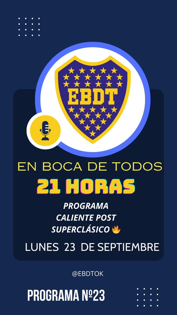 HOY NO SE SALVA NADIE 

HOY TENEMOS UN PROGRAMÓN 

Youtube.com/@Ebdt1905 

Te esperamos a partir de las 21 horas