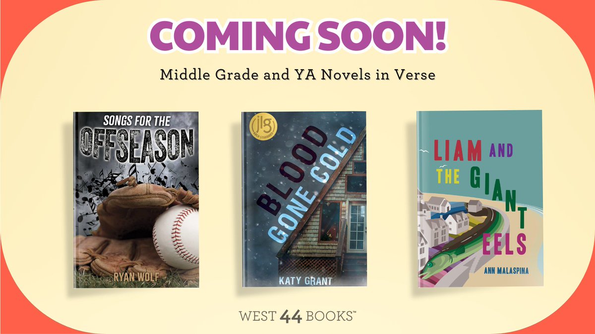 Coming soon to shelves near you! 

⚾ Songs for the Offseason - Reviewed by <a href="/KirkusReviews/">Kirkus Reviews</a>!
❄️ Blood Gone Cold - A <a href="/JrLibraryGuild/">Junior Library Guild</a> gold standard pick! 
⚡ Liam and the Giant Eels

Did these covers catch your eye? Learn more about our upcoming titles here: linktr.ee/west44books