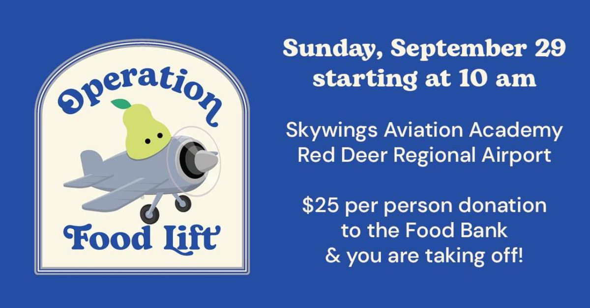 Vinnie Taylor (@vinnietaylor) on Twitter photo Ever been up in a small plane? Your chance is happening on Sunday and the best part is you’ll be helping the stock the shelves of the <a href="/ReddeerFoodbank/">Red Deer Food Bank</a>
For $25 Skywings Aviation will take you for a 20 min flight from 10-3! Ever been up in a small plane? Your chance is happening on Sunday and the best part is you’ll be helping the stock the shelves of the <a href="/ReddeerFoodbank/">Red Deer Food Bank</a>
For $25 Skywings Aviation will take you for a 20 min flight from 10-3!