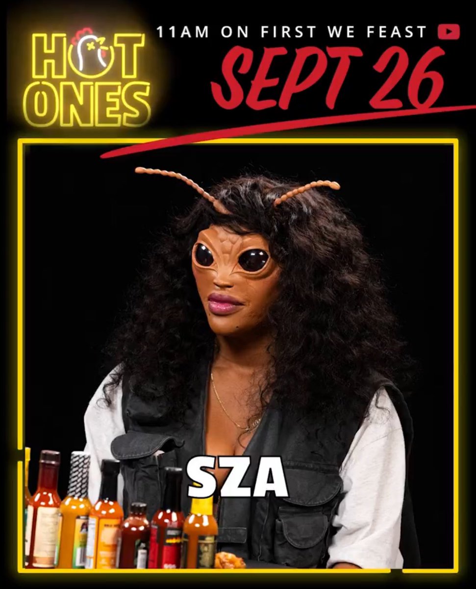 PopBase's tweet photo. SZA will be this week’s guest on ‘Hot Ones.’ https://t.co/2DTPUwSuhW